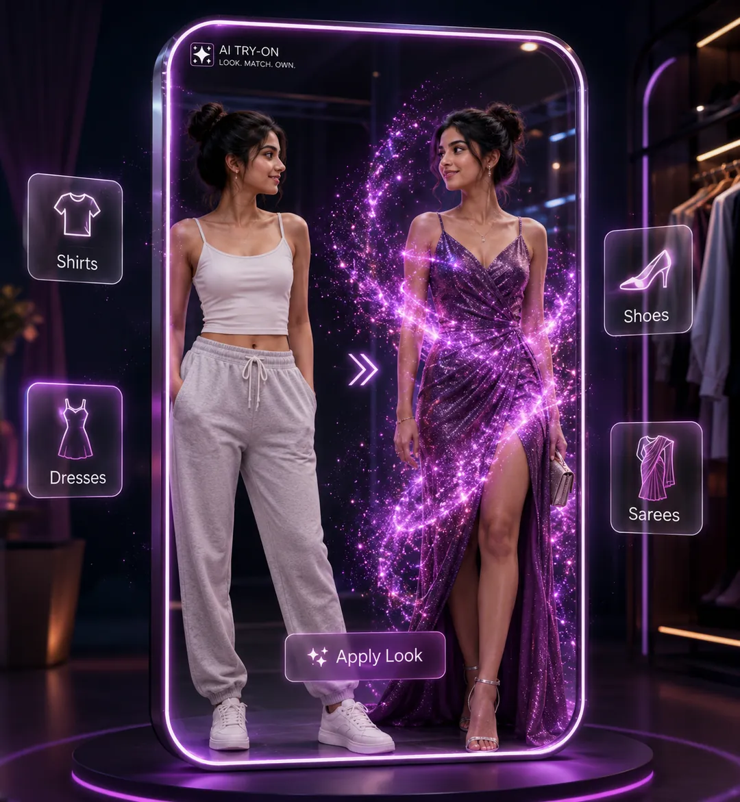 WearMe AI virtual try-on — before and after look